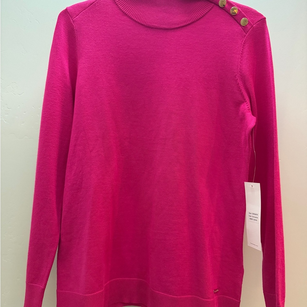 Calvin Klein Fuchsia Sweater‎ with Gold Accent